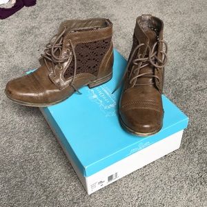 Brown lace booties